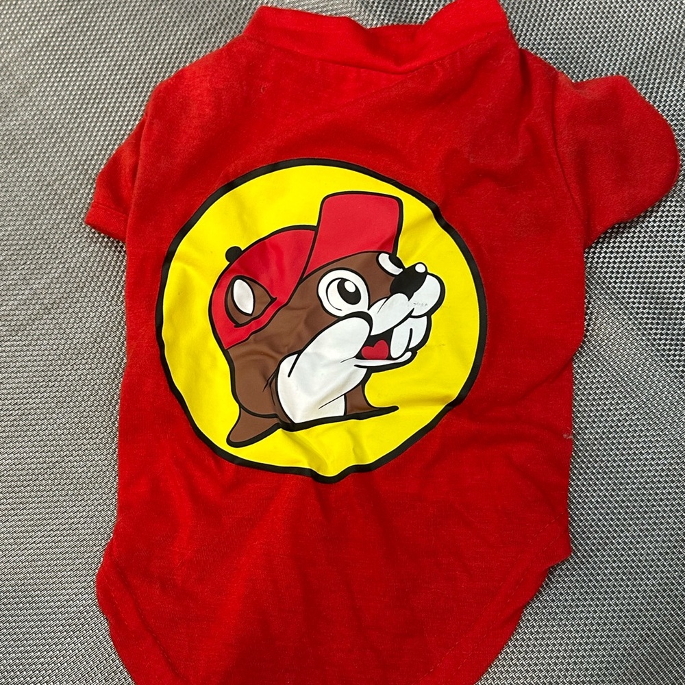 Vibrant Red Cartoon Dog Shirt